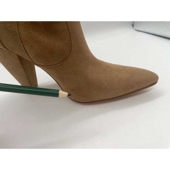 Zara Western Boots Suede Tan Ankle Point Toe Womens Sz US 8.5 Old Money Minimal - Picture 15 of 15